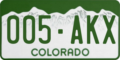 CO license plate 005AKX