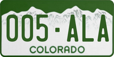 CO license plate 005ALA