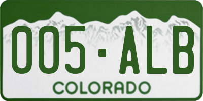 CO license plate 005ALB