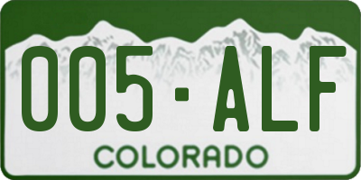 CO license plate 005ALF