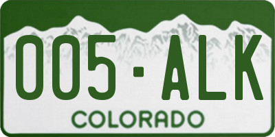 CO license plate 005ALK