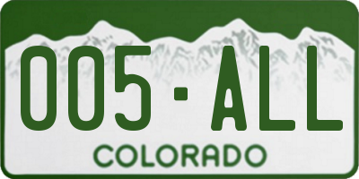 CO license plate 005ALL
