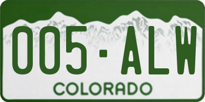 CO license plate 005ALW