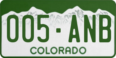 CO license plate 005ANB