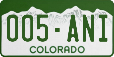 CO license plate 005ANI