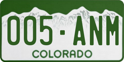 CO license plate 005ANM