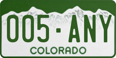 CO license plate 005ANY