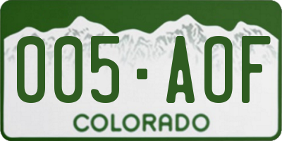 CO license plate 005AOF