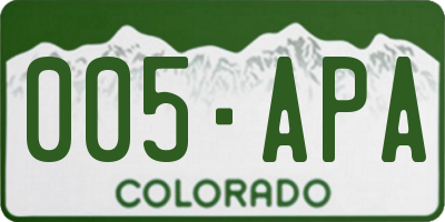 CO license plate 005APA