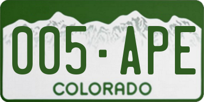 CO license plate 005APE