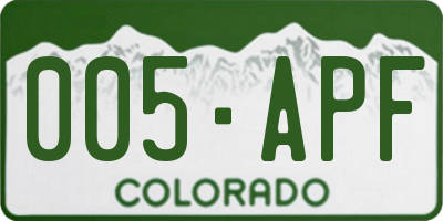 CO license plate 005APF