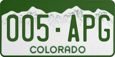 CO license plate 005APG