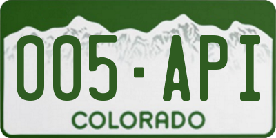 CO license plate 005API