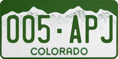 CO license plate 005APJ