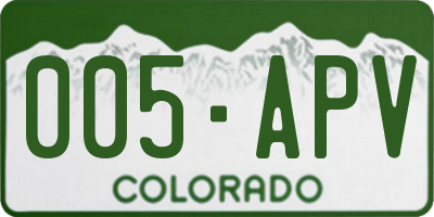 CO license plate 005APV