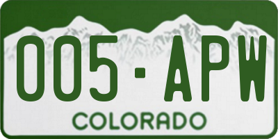 CO license plate 005APW