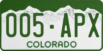 CO license plate 005APX