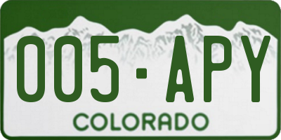 CO license plate 005APY
