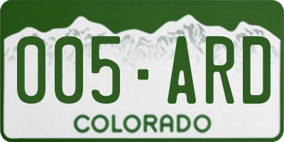 CO license plate 005ARD