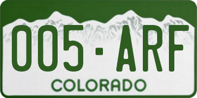 CO license plate 005ARF
