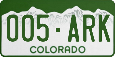 CO license plate 005ARK