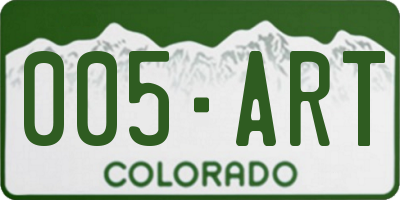 CO license plate 005ART