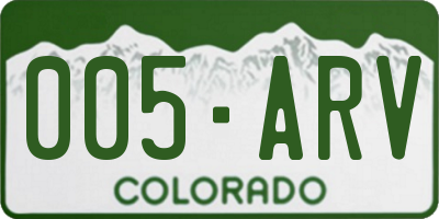 CO license plate 005ARV