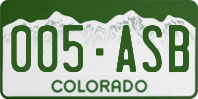 CO license plate 005ASB