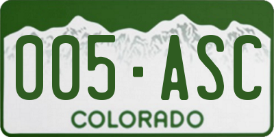 CO license plate 005ASC
