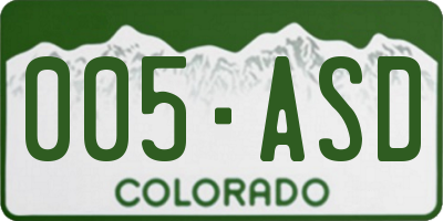 CO license plate 005ASD
