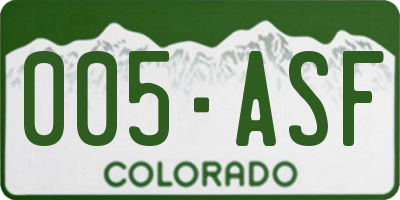 CO license plate 005ASF