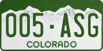 CO license plate 005ASG