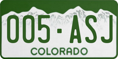 CO license plate 005ASJ