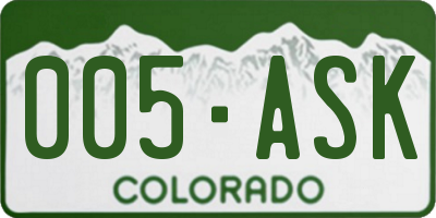 CO license plate 005ASK