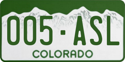 CO license plate 005ASL