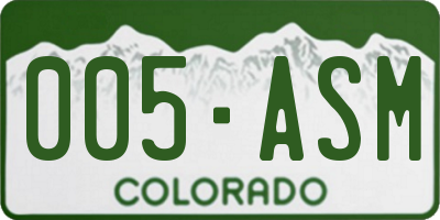 CO license plate 005ASM