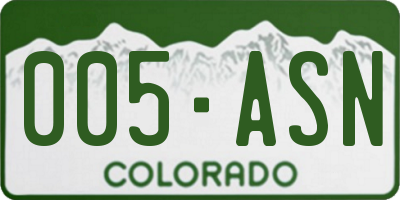 CO license plate 005ASN