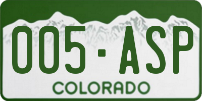 CO license plate 005ASP
