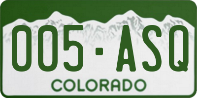 CO license plate 005ASQ