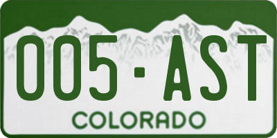 CO license plate 005AST
