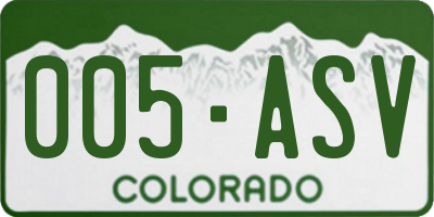 CO license plate 005ASV