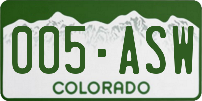 CO license plate 005ASW