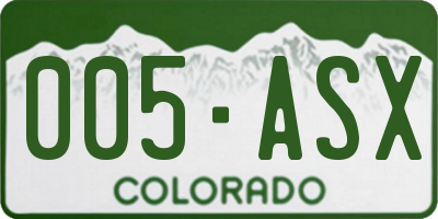 CO license plate 005ASX