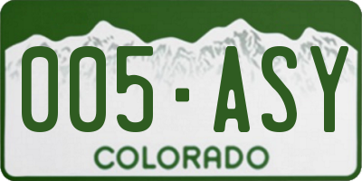 CO license plate 005ASY