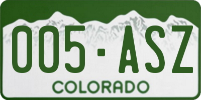 CO license plate 005ASZ