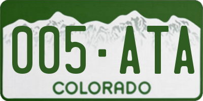 CO license plate 005ATA