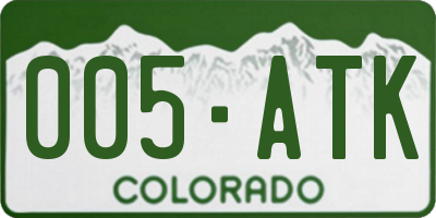 CO license plate 005ATK