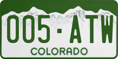 CO license plate 005ATW