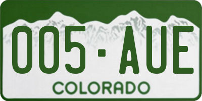 CO license plate 005AUE