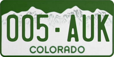 CO license plate 005AUK